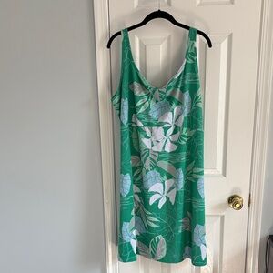 Columbia PFG Freezer III Green Palm Print Fishing Sleeveless Dress Size 2X